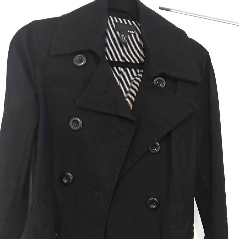 H&M black short pea coat